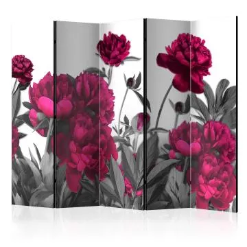 Parawan akustyczny Kwiaty 225x172 cm 5-częściowy fioletowy