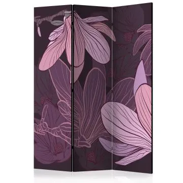 Parawan akustyczny Kwiaty 135x172 cm 3-częściowy fioletowy