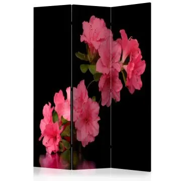 Parawan dwustronny Kwiaty 135x172 cm 3-częściowy czarny
