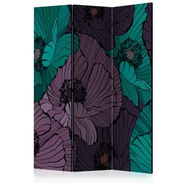 Parawan akustyczny Kwiaty 135x172 cm 3-częściowy niebieski