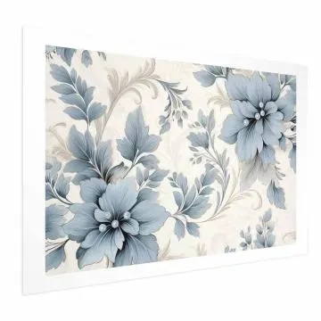 Plakat Turkusowe retro kwiaty 30x21 cm bez ramy z marginesem