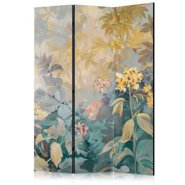 Parawan dwustronny Kwiaty 135x172 cm 3-częściowy szary