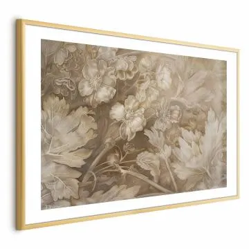 Plakat Ornamenty roślinno-kwiatowe 30x21 cm z ramą złotą z marginesem