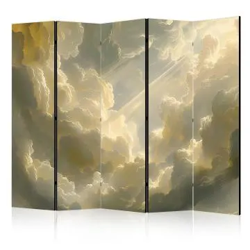 Parawan jednostronny Pejzaże 225x172 cm 5-częściowy żółty