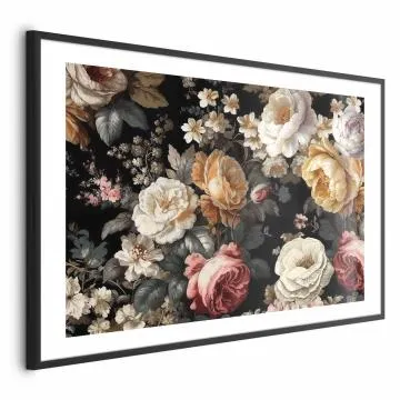 Plakat Kolorowe kwiaty 30x21 cm z ramą czarną z marginesem