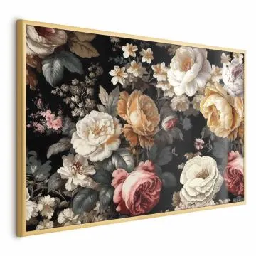 Plakat Kolorowe kwiaty 90x60 cm z ramą złotą bez marginesu