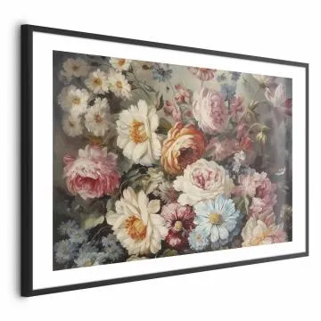 Plakat Zapach ogrodowych kwiatów 30x21 cm z ramą czarną z marginesem