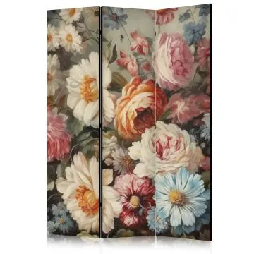 Parawan jednostronny Kwiaty 135x172 cm 3-częściowy beżowy