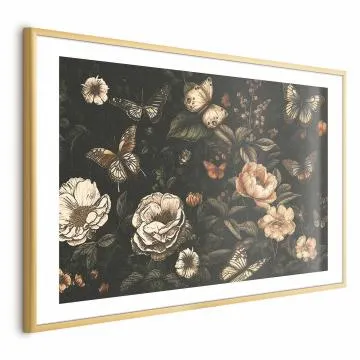 Plakat Rustykalny ogród 30x21 cm z ramą złotą z marginesem