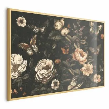 Plakat Rustykalny ogród 90x60 cm z ramą złotą bez marginesu