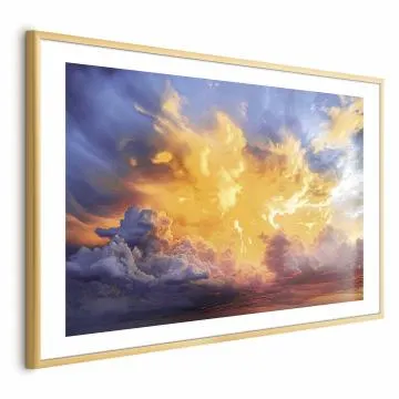 Plakat Zachód słońca 60x40 cm z ramą złotą z marginesem