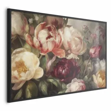 Plakat Piwonie 60x40 cm z ramą czarną bez marginesu