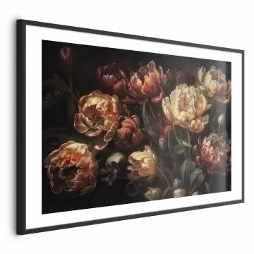 Plakat Kwitnące tulipany 30x21 cm z ramą czarną z marginesem