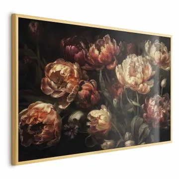 Plakat Kwitnące tulipany 60x40 cm z ramą złotą bez marginesu