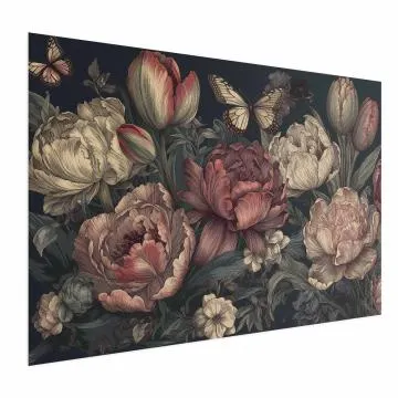Plakat Kwiaty na turkusowym tle 60x40 cm bez ramy bez marginesu