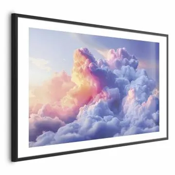 Plakat Chmury 90x60 cm z ramą czarną z marginesem