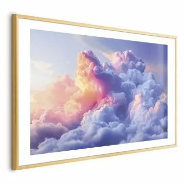 Plakat Chmury 30x21 cm z ramą złotą z marginesem