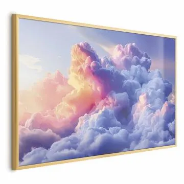 Plakat Chmury 90x60 cm z ramą złotą bez marginesu