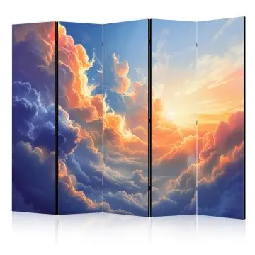 Parawan dwustronny Pejzaże 225x172 cm 5-częściowy szary