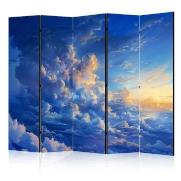 Parawan jednostronny Pejzaże 225x172 cm 5-częściowy niebieski