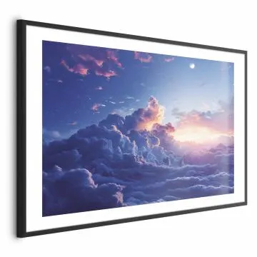 Plakat Nocne góry 60x40 cm z ramą czarną z marginesem