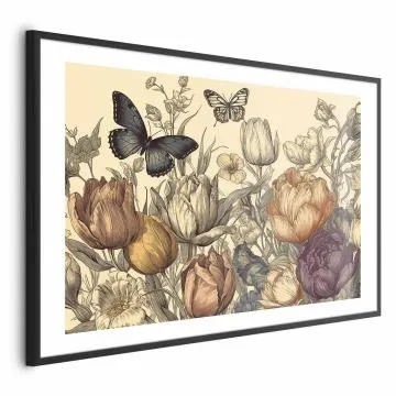 Plakat Kolorowe tulipany 30x21 cm z ramą czarną z marginesem
