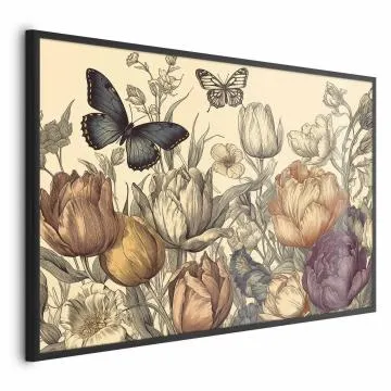 Plakat Kolorowe tulipany 30x21 cm z ramą czarną bez marginesu
