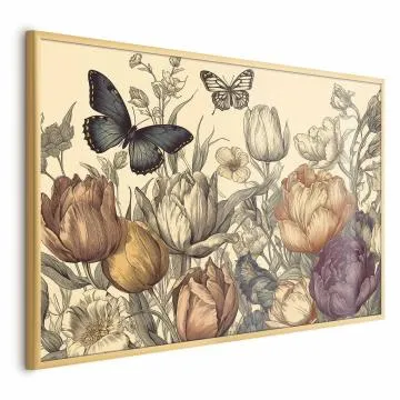 Plakat Kolorowe tulipany 30x21 cm z ramą złotą bez marginesu