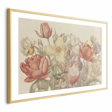 Plakat Bukiet 30x21 cm z ramą złotą z marginesem