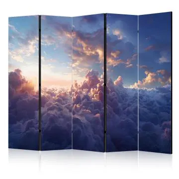 Parawan dwustronny Pejzaże 225x172 cm 5-częściowy niebieski