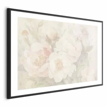 Plakat Piwonie we mgle 30x21 cm z ramą czarną z marginesem