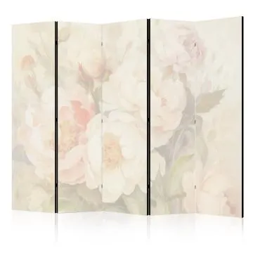 Parawan akustyczny Kwiaty 225x172 cm 5-częściowy beżowy