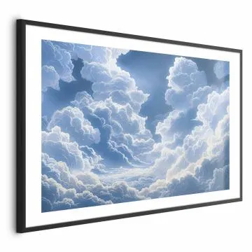 Plakat Niebo i puchate chmury 42x29,7 cm z ramą czarną z marginesem