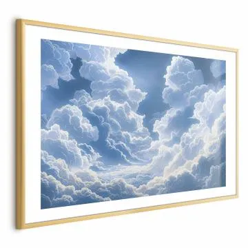 Plakat Niebo i puchate chmury 60x40 cm z ramą złotą z marginesem