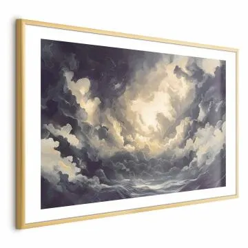 Plakat Gra światła 42x29,7 cm z ramą złotą z marginesem