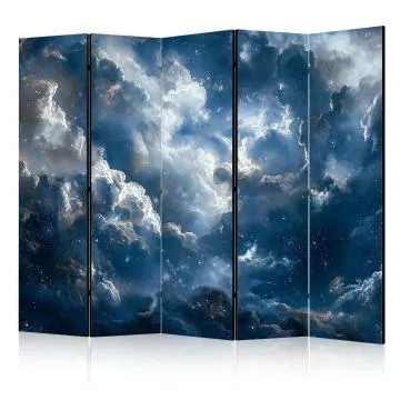 Parawan dwustronny Pejzaże 225x172 cm 5-częściowy niebieski