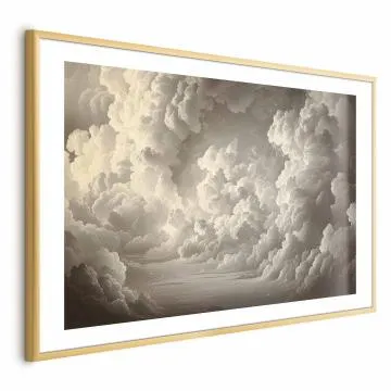 Plakat Miękka gra światła 60x40 cm z ramą złotą z marginesem