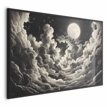 Plakat Księżyc wśród chmur 42x29,7 cm z ramą czarną bez marginesu