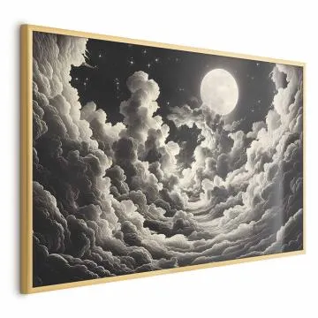 Plakat Księżyc wśród chmur 42x29,7 cm z ramą złotą bez marginesu