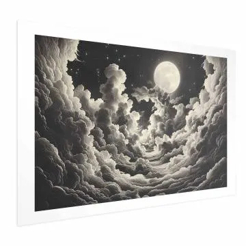 Plakat Księżyc wśród chmur 60x40 cm bez ramy z marginesem