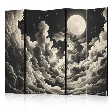 Parawan jednostronny Pejzaże 225x172 cm 5-częściowy biały