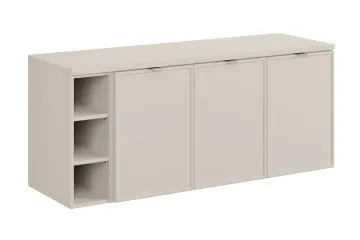 Szafka pod umywalkę nablatową BELLA CASHMERE 120cm kaszmirowa - zestaw 140 cm z regałem i blatem