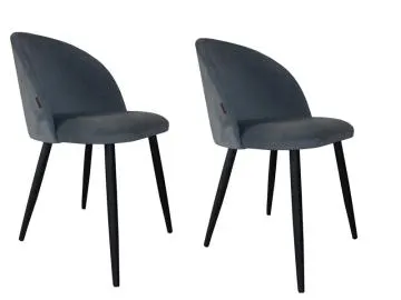 Zestaw krzeseł CLAUDINE 1 BL VELVET 2 szt ciemno szare