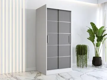 Szafa przesuwna MODUO COMFORT 90 biała mat/antracyt z listwami