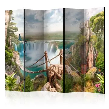 Parawan jednostronny Pejzaże 225x172 cm 5-częściowy beżowy