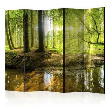 Parawan dwustronny Pejzaże 225x172 cm 5-częściowy żółty