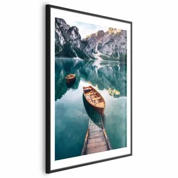 Plakat Łodzie w Dolomitach 40x60 cm z ramą czarną z marginesem