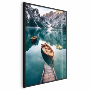 Plakat Łodzie w Dolomitach 40x60 cm z ramą czarną bez marginesu