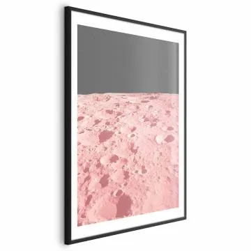 Plakat Różowy księżyc 60x90 cm z ramą czarną z marginesem