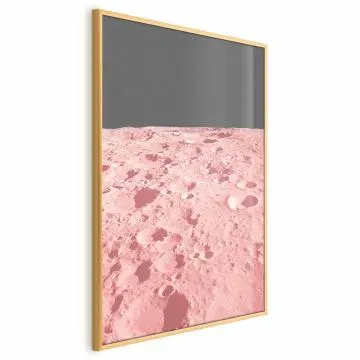 Plakat Różowy księżyc 60x90 cm z ramą złotą bez marginesu